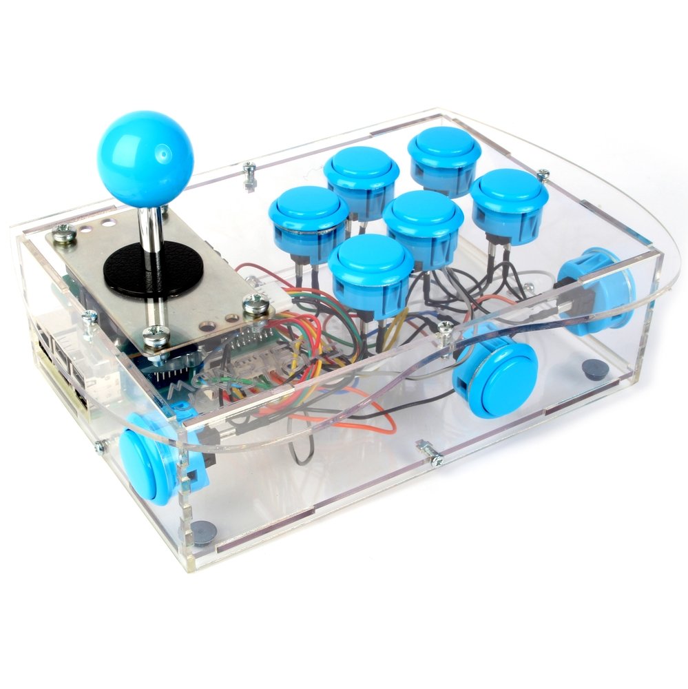 Clear Deluxe Arcade Controller Kit For Raspberry Pi Ice Blue